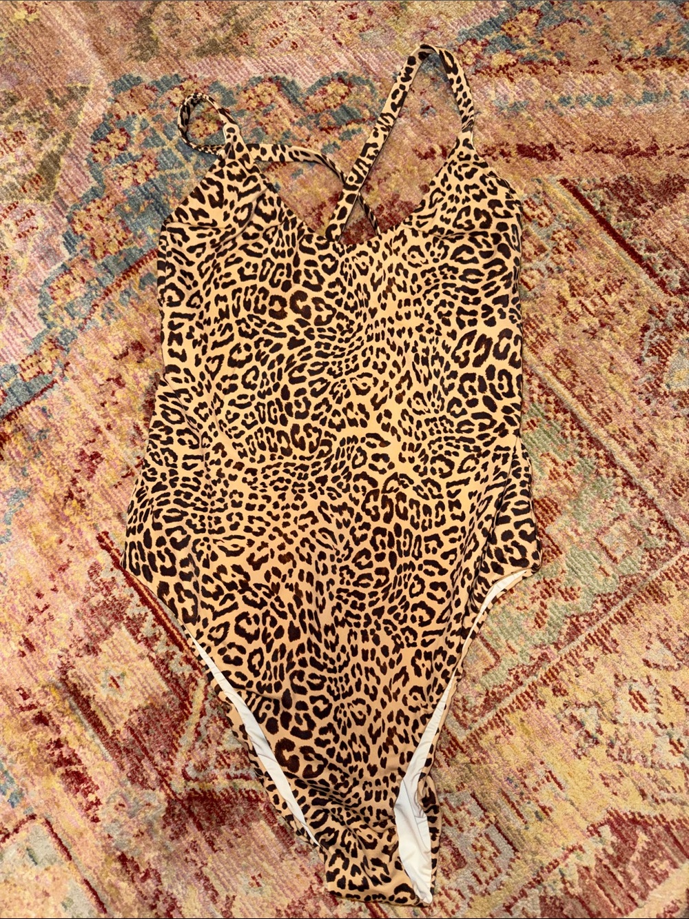 VENUS Leopard Print One-Piece Swimsuit in Tan and Black